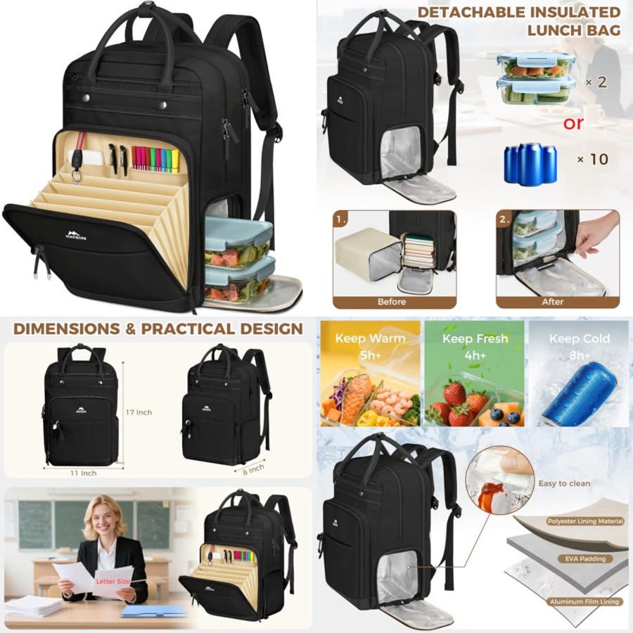 Teacher Backpack with Lunch Co - Laptop Backpack 15.6 评论和价格