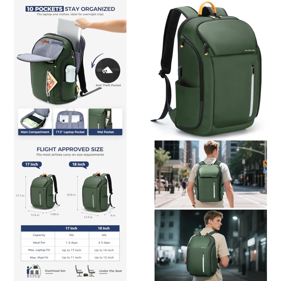 Laptop Backpack for Men, Buses - Travel Backpack Anti Theft 评论和价格