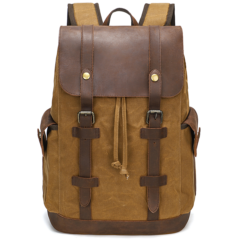 Men's Backpack Vintage Waxed C - Leather Backpack Vintage 评论和价格