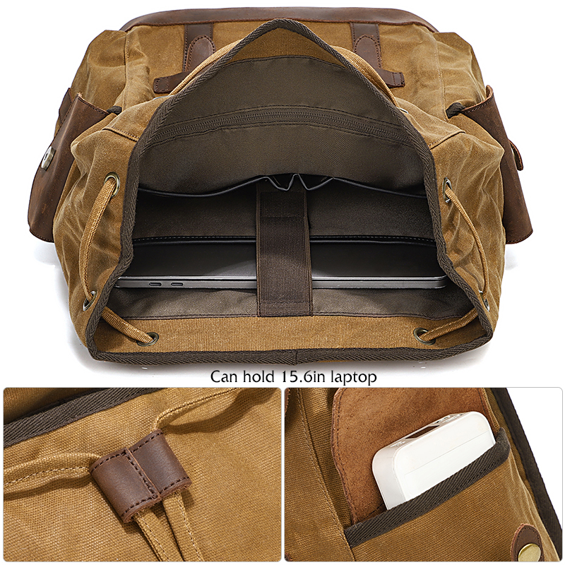 Men's Backpack Vintage Waxed C - Leather Backpack Vintage 评论和价格