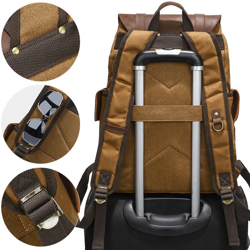 Men's Backpack Vintage Waxed C - Leather Backpack Vintage 评论和价格
