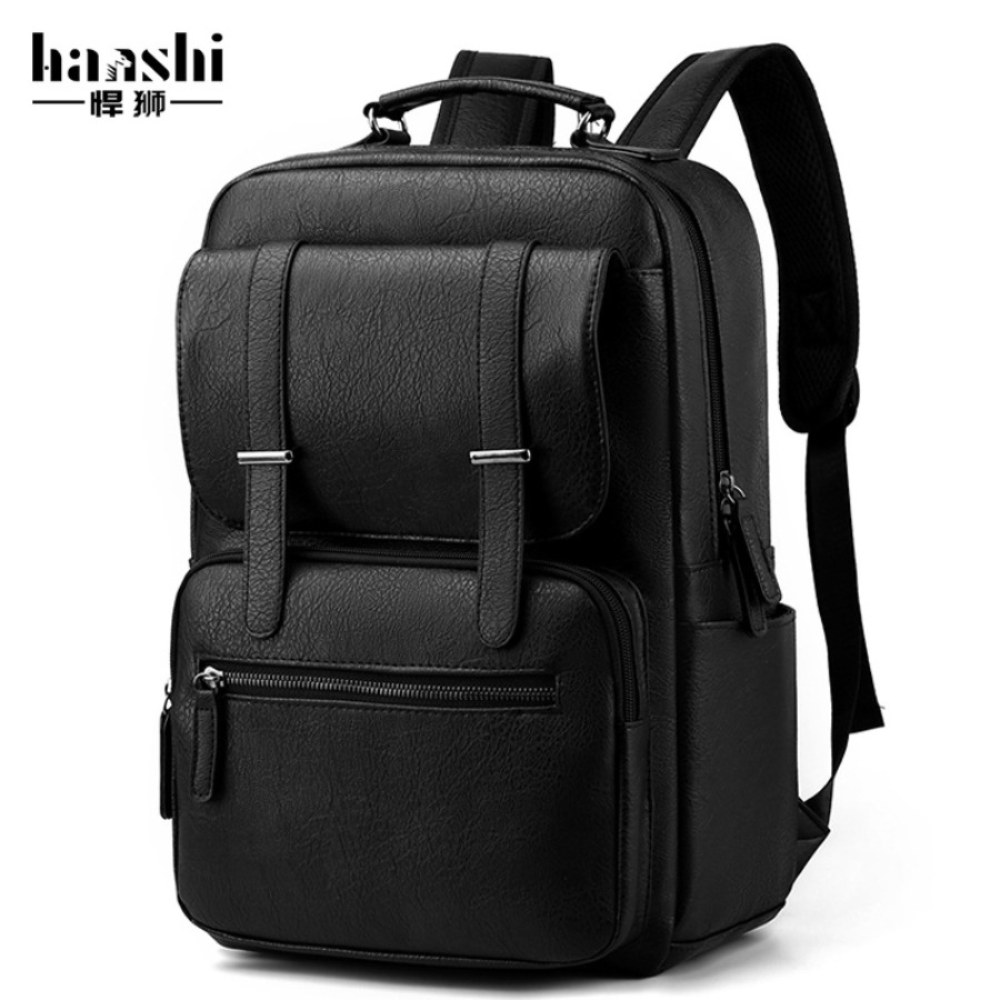【New Arrival】Men's PU Leather  - Laptop Backpack 15.6 评论和价格