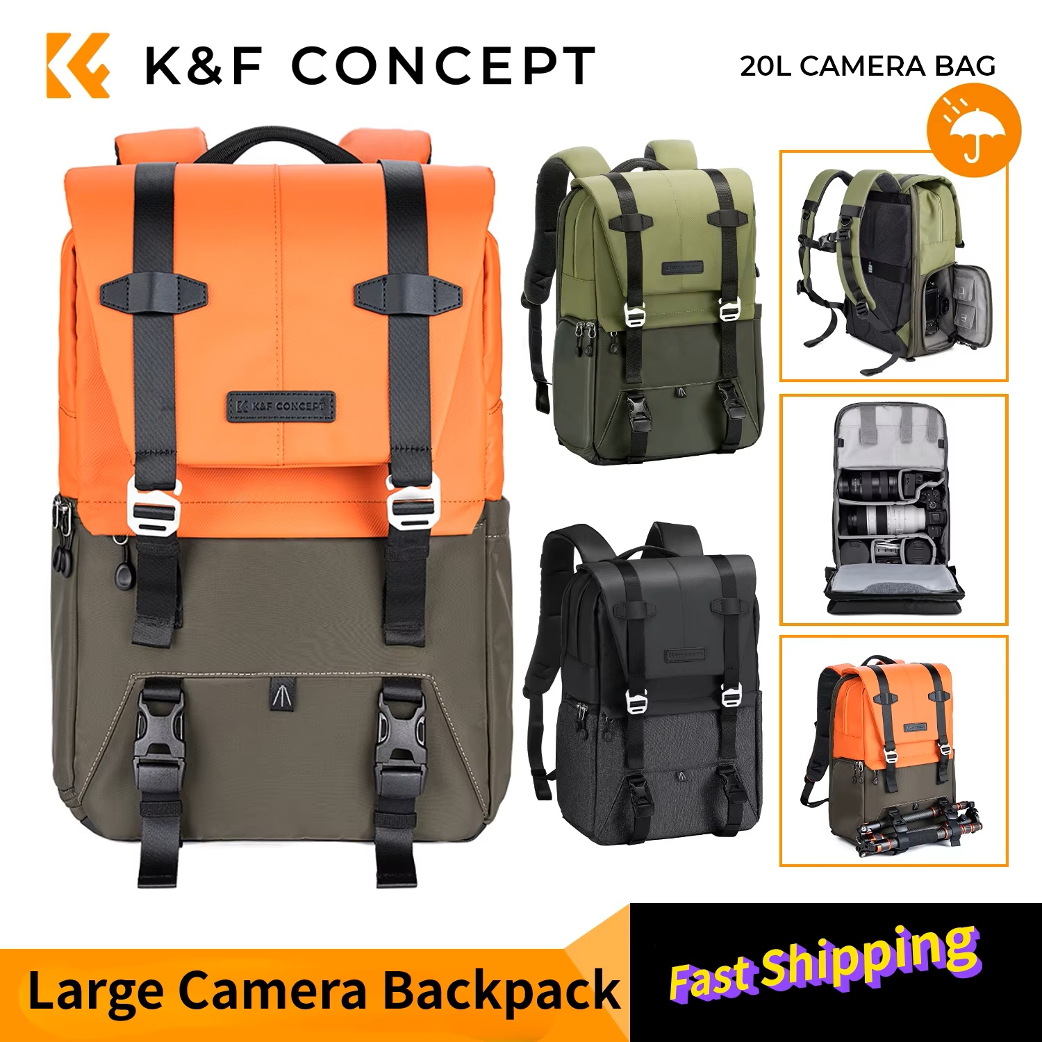 K&F CONCEPT Camera Backpack Tr - Rain Cover Backpack 评论和价格