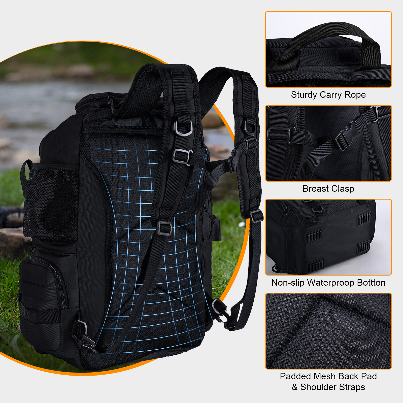 Goture Fishing Bag with Rod Ho - Backpack Insert Organizer 评论和价格