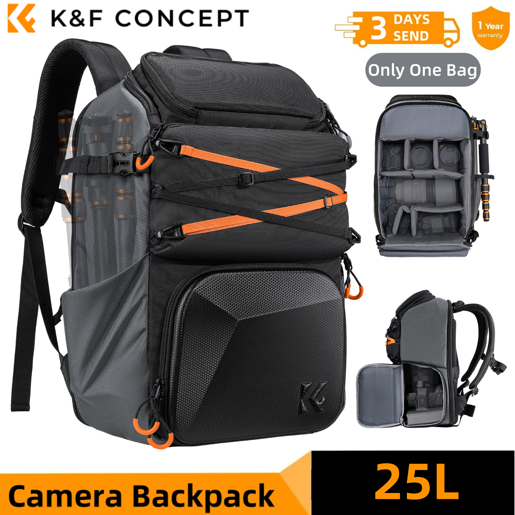 K&F CONCEPT 25L Outdoor Camera - Rain Cover Backpack 评论和价格