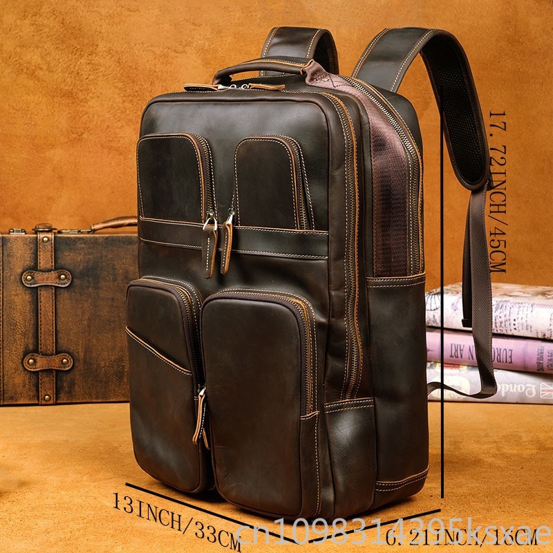 Vintage Retro Genuine Crazy Ho - Leather Backpack Vintage 评论和价格