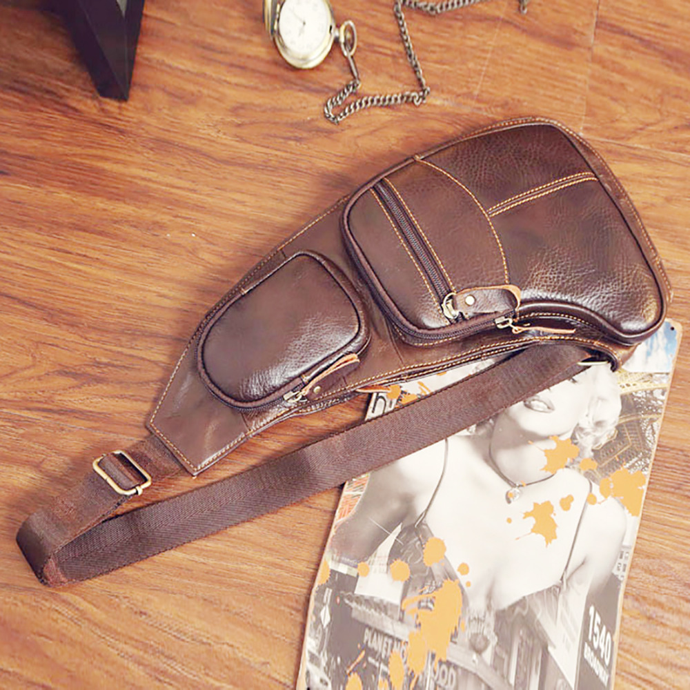 High Quality Men Genuine Leath - Sling Backpack Shoulder 评论和价格
