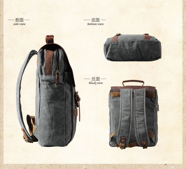Fashion Male Backpack Leather  - Rucksack Military Style 评论和价格