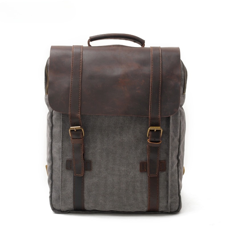 Military Canvas Leather Backpa - Rucksack Military Style 评论和价格
