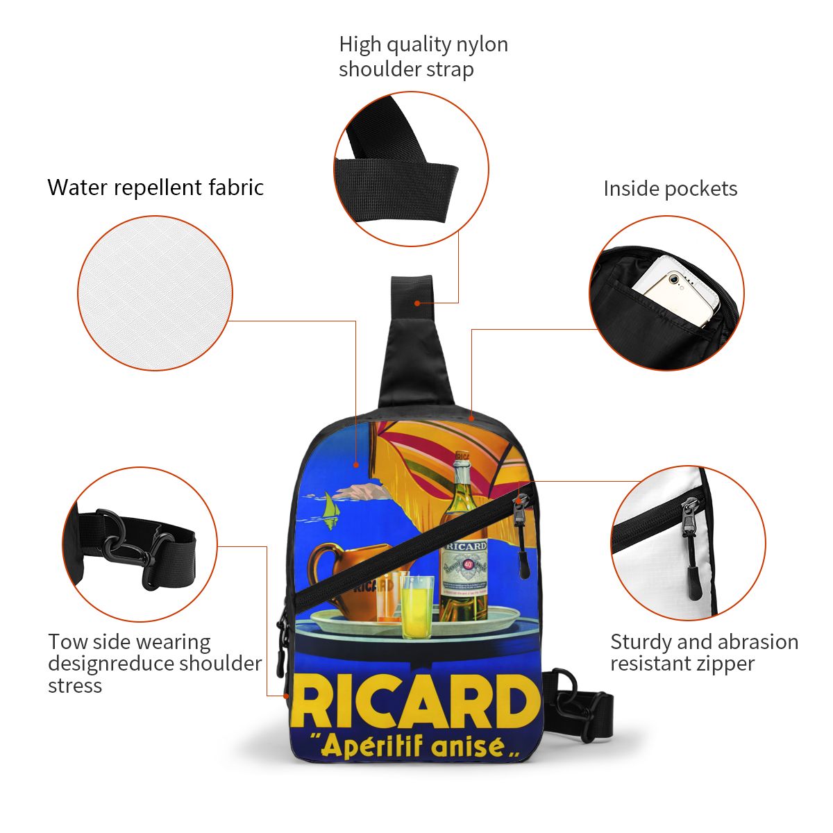 Custom Ricard Sling Chest Bag  - Sling Backpack Shoulder 评论和价格