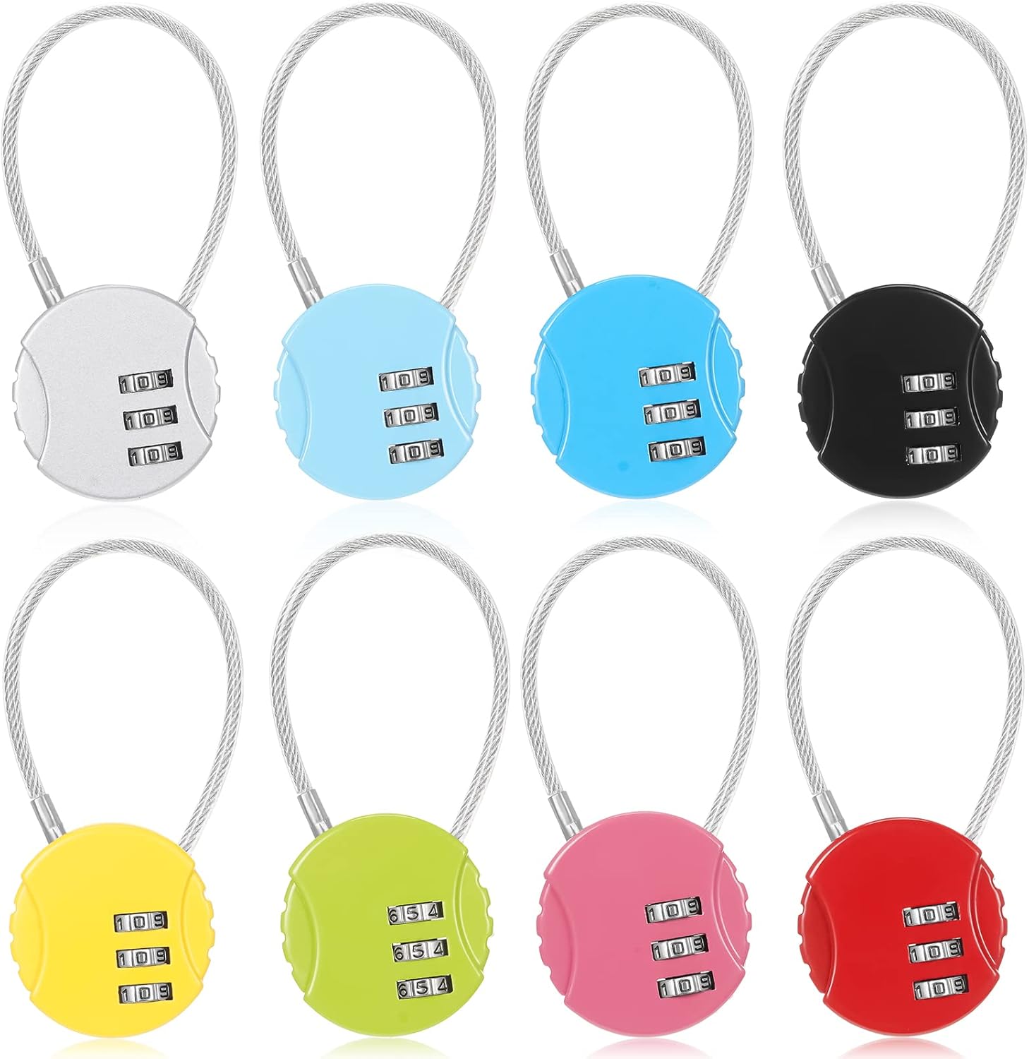 8 Pack Combination Wire Lock 3 - Backpack Lock Combo 评论和价格