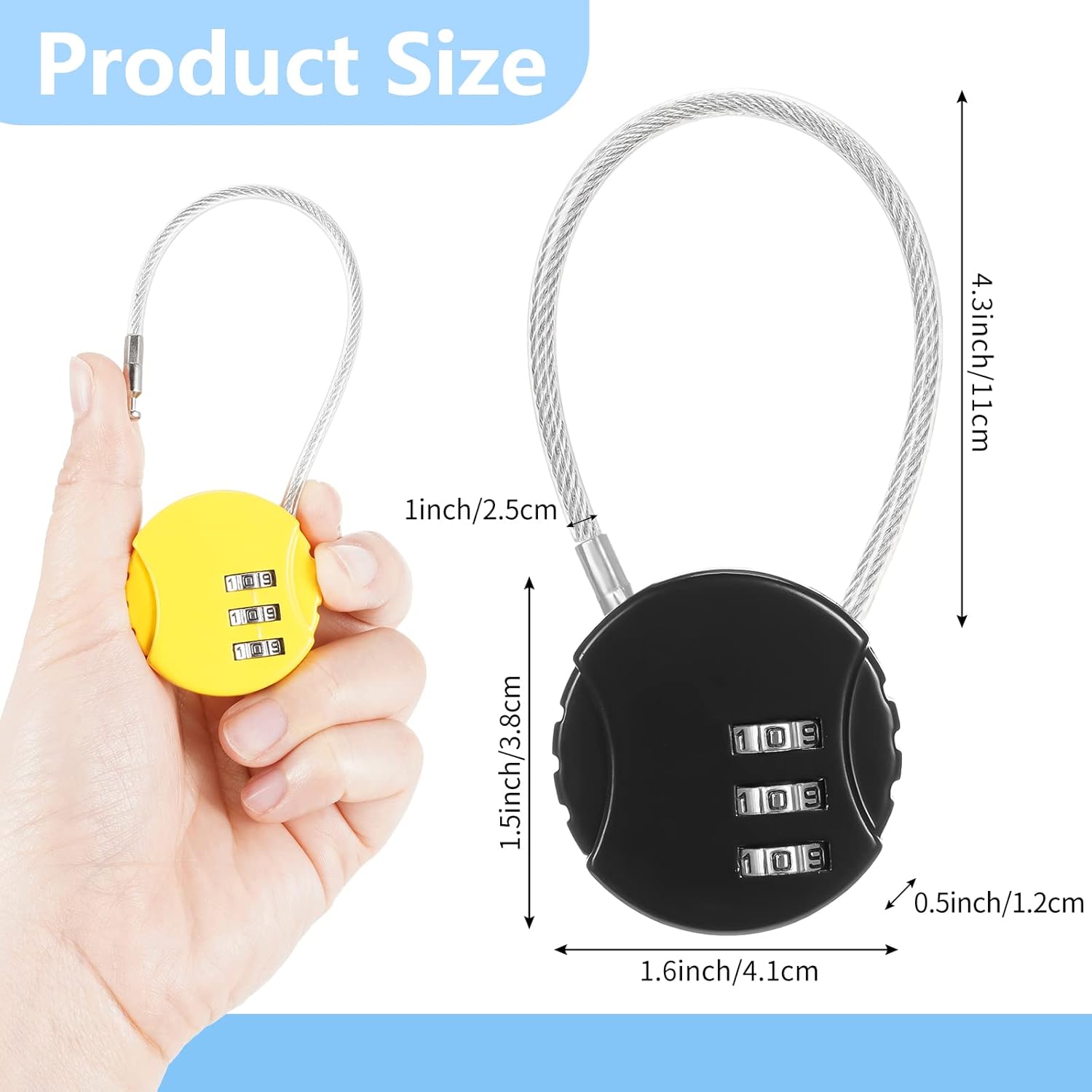 8 Pack Combination Wire Lock 3 - Backpack Lock Combo 评论和价格