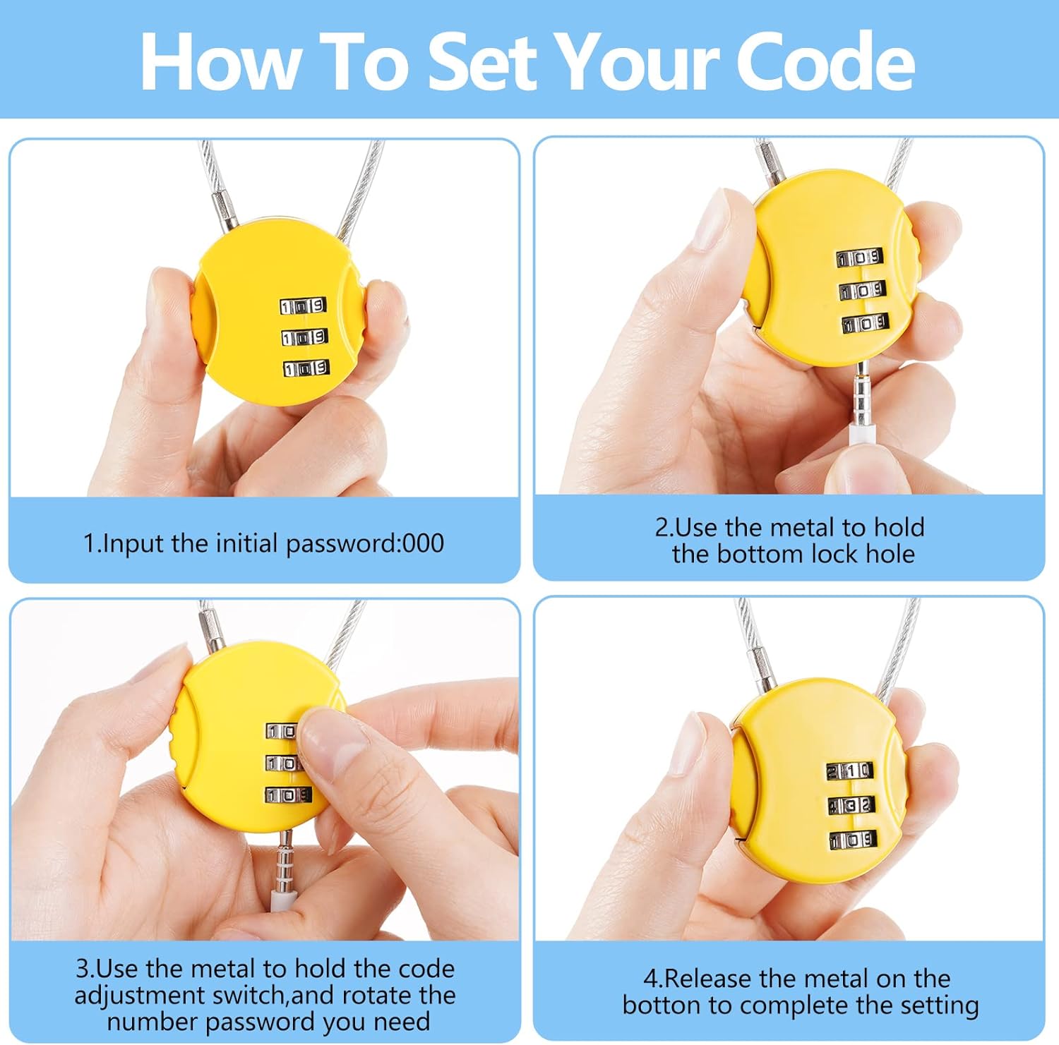 8 Pack Combination Wire Lock 3 - Backpack Lock Combo 评论和价格